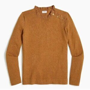 J Crew Factory Tan Ruffle Sweater with Buttons
